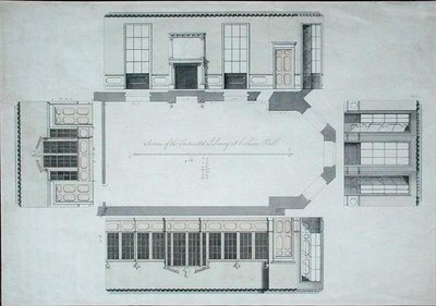 قسم المكتبة المقصودة في Cobham Hall ، Kent (قلم وحبر مع غسل ملون على الورق) بواسطة جورج شكسبير