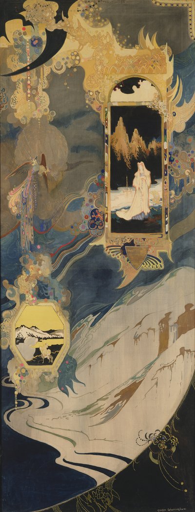 Branwen (مرحاض مع لون الجسم وطلاء ذهبي على الحرير) بواسطة جورج شيرينغهام
