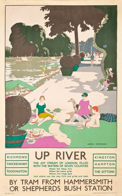 "Up River" ، ملصق مواصلات لندن ، 1926 بواسطة جورج شيرينغهام