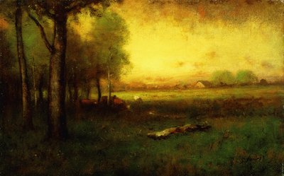 رعي الأبقار عند الغروب ، بواسطة George Snr. Inness