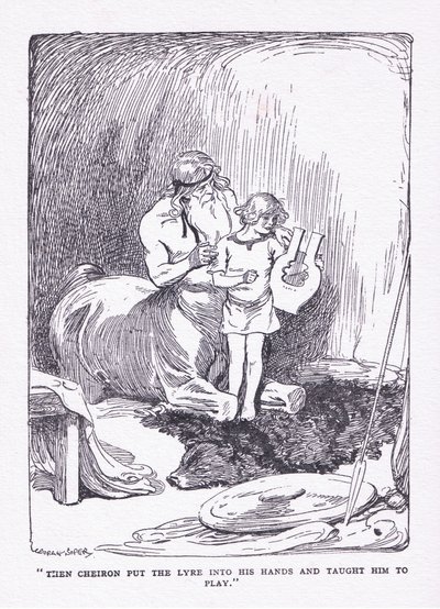 وضع تشيرون القيثارة في يديه وأحضره للعب ، من الأبطال التي نشرها جورج ألين وأونوين 1929 بواسطة جورج صوبر