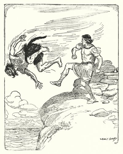 Theseus: "He kicked him over the cliff into the sea" (litho) بواسطة جورج صوبر