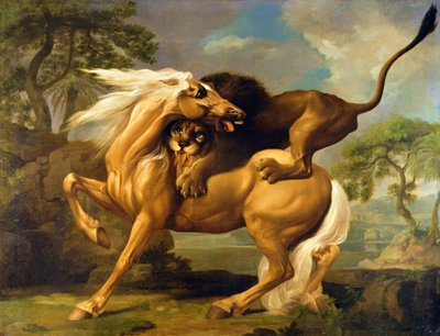 أسد يهاجم حصانًا ، حوالي 1762 بواسطة جورج ستابس