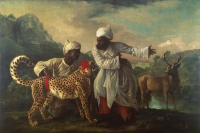 الفهد والأيل مع اثنين من الهنود ، حوالي عام 1765 (زيت على قماش) بواسطة جورج ستابس