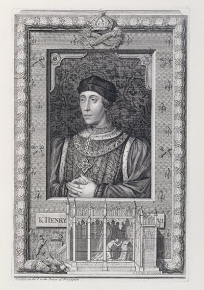 هنري السادس (1421-1471) ملك إنجلترا 1421-66 و1470-71 ، بعد صورة في قصر كنسينغتون ، نقشها الفنان بواسطة جورج فيرتو