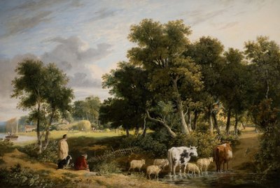 المناظر الطبيعية - عبور الماشية تيار ، 1831. بواسطة جورج فنسنت