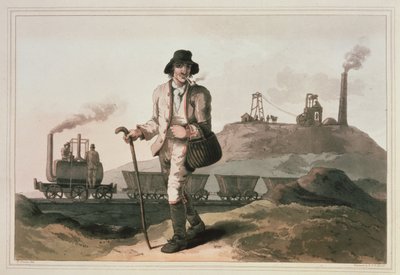 قاطرة Blenkinsop في منجم Middleton بالقرب من ليدز ، نقشها روبرت ودانيال هافيل ، 1814 بواسطة جورج ووكر