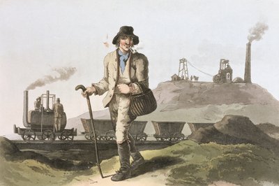 قاطرة Blenkinsop في منجم Middleton بالقرب من ليدز ، من "زي يوركشاير" منقوش بواسطة روبرت هافيل (1769-1832) 1814 بواسطة جورج ووكر