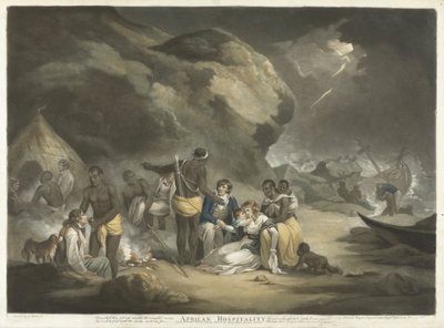 African Hospitality، pub1791 (نقش ملون باليد) بواسطة جورج بعد مورلاند