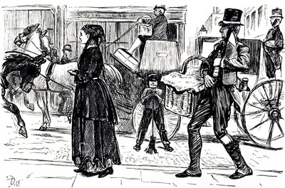 رسم كاريكاتوري يصور الأيام الأولى للمتاجر التعاونية. رسمه جورج دو مورييه (1834-1896) رسام كاريكاتير ومؤلف فرنسي بريطاني بواسطة جورج دو مورير