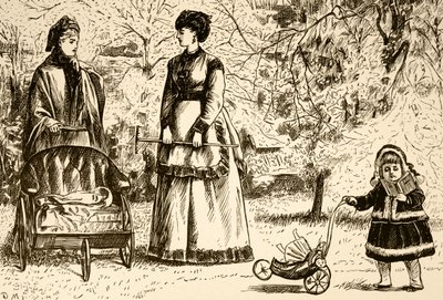 رسم كاريكاتوري بعنوان "ميراث أم تصوري؟". رسمه جورج دو مورييه (1834-1896) رسام كاريكاتير ومؤلف فرنسي بريطاني بواسطة جورج دو مورير