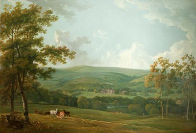 منظر بعيد لقاعة تاونلي ، c.1777 بواسطة جورج الأكبر باريت