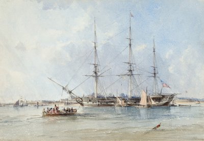 فرقاطة Blackwall Seringapatam عند المرسى قبالة حصن Tilbury بواسطة غرف جورج الأكبر