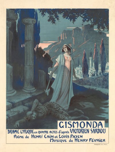 ملصق للمسرحية المسرحية Gismonda بواسطة V. Sardou ، 1919. بواسطة جورج انطوان روشغروس