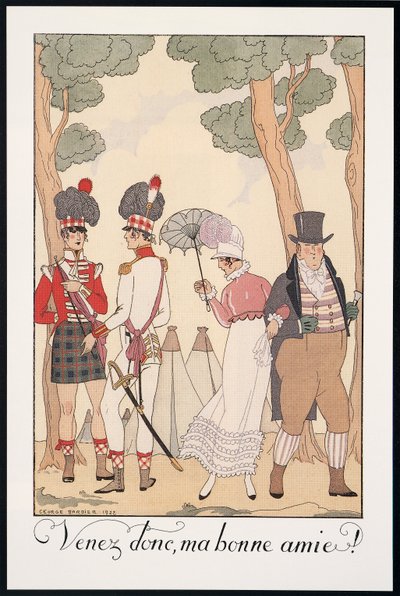 Falbalas and Fanfreluches ، Almanac لعام 1923 ، تعال إذن ، يا صديقي العزيز ، بقلم جورج باربييه ، طباعة بواسطة جورج حلاق