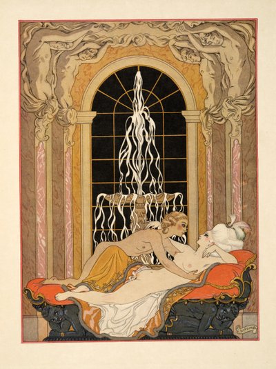 رسم توضيحي من حانة "Les Liaisons Dangereuses" بقلم بيير تشودرلوس دي لاكلوس (1741-1803). 1934 (طباعة استنسل) بواسطة جورج حلاق