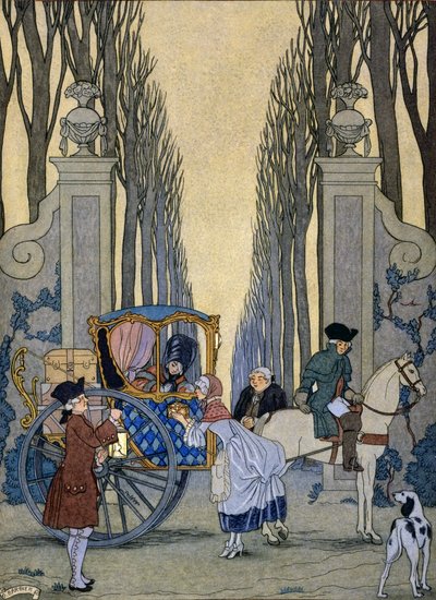 رسم توضيحي من "Les Liaisons Dangereuses" بقلم بيير تشودرلوس دي لاكلوس ، حوالي عام 1920 (طباعة استنسل) بواسطة جورج حلاق
