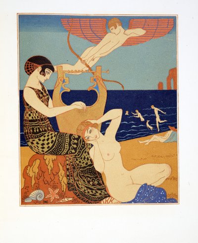 الخاتم الرمزي ، رسم توضيحي من Les Chansons de Bilitis ، بقلم بيير لويز ، حانة. 1922 (طباعة استنسل) بواسطة جورج حلاق