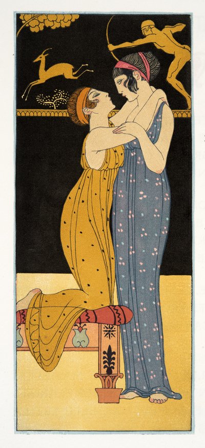 الرغبة ، رسم توضيحي من Les Chansons de Bilitis ، بقلم بيير لويز ، حانة. 1922 (طباعة استنسل) بواسطة جورج حلاق