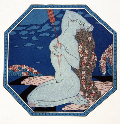 Le Deramantnier ، رسم توضيحي من Les Chansons de Bilitis ، بواسطة Pierre Louys ، حانة. 1922 (طباعة استنسل) بواسطة جورج حلاق