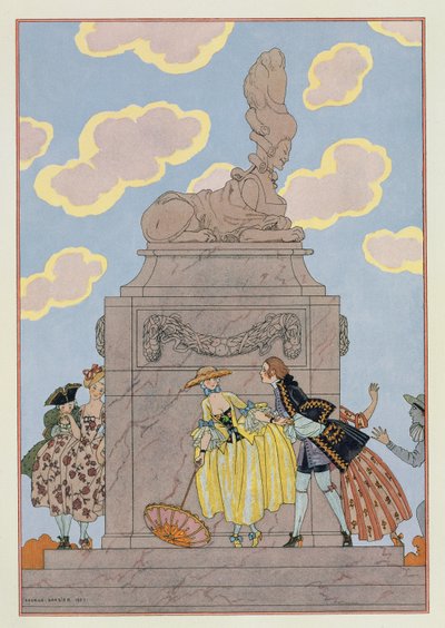 مندولين ، رسم توضيحي لـ "Fetes Galantes" بقلم بول فيرلين (1844-96) 1928 (طباعة استنسل) بواسطة جورج حلاق