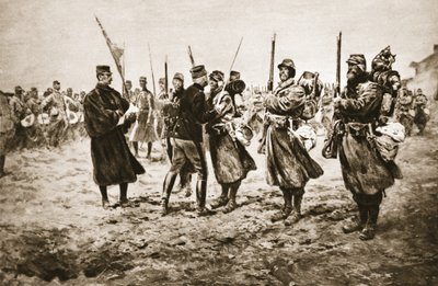 تكريم الشجعان في خط النار: جنرال فرنسي يمنح الجوائز لرجال مزينين بالميدالية العسكرية ، من "أخبار الحرب المصورة" بواسطة جورج بيرتين سكوت