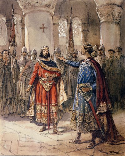 Hugues I Capet (941-996) ، ملك فرنسا و Adalbert de Perigord ، من l&39;&39;Histoire de France &39;بواسطة جاك باينفيل ، أوائل القرن العشرين بواسطة جورج بيرتين سكوت