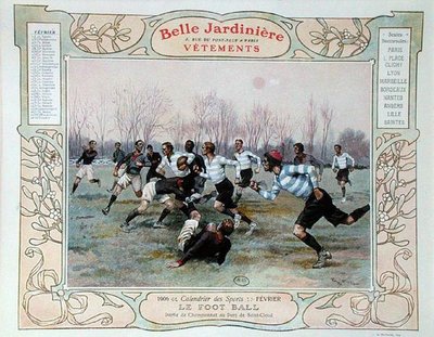 لعبة الركبي ، رسم توضيحي لشهر فبراير من تقويم لمتجر الملابس "La Belle Jardiniere" بواسطة جورج بيرتين سكوت
