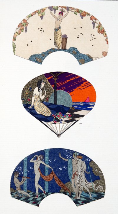 معجبون من Paquin ، بعد G. Barbier و Paul Iribe. اللوحة 42 ، من الأزياء الباريسية المنشورة في Journal des Dames et des Modes بواسطة جورج وإريبي بول باربييه