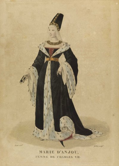 ماري دانجو (1404-1463) ، ملكة فرنسا - ماري أنجو ، ملكة فرنسا - جاتين ، جورج جاك (1773-1831) - أواخر القرن الثامن عشر. - حفر ، ألوان مائية - مجموعة خاصة بواسطة جورج جاك جاتين