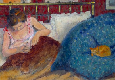 في السرير أو امرأة مع رسم قطة لجورج ليمن (1865-1916) 1900 صن. 0.3x0.45 م باريس ، متحف دورسيه بواسطة جورج ليمن