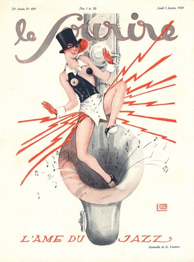 الغلاف الأمامي لـ "Le Sourire" ، كانون الثاني (يناير) 1929 (ليثو ملون) بواسطة جورج ليونيك