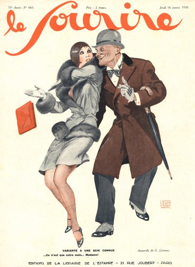 الغلاف الأمامي لـ "Le Sourire" ، كانون الثاني (يناير) 1930 (ليثو ملون) بواسطة جورج ليونيك