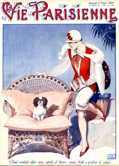 تمنى بول أن يذهب للتزلج... لكن كيكي تفضل أشعة الشمس - رسم توضيحي من la Vie Parisienne بواسطة جورج ليونيك