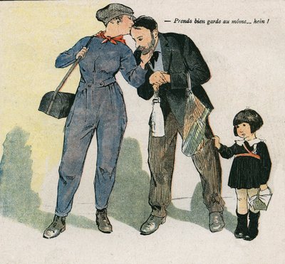 اعتني بالطفل ... هاه؟ رسم إيضاحي لجورج بول ليونيك (1881-1940) في "La Baionnette" في 15 تشرين الثاني (نوفمبر) بواسطة جورج ليونيك