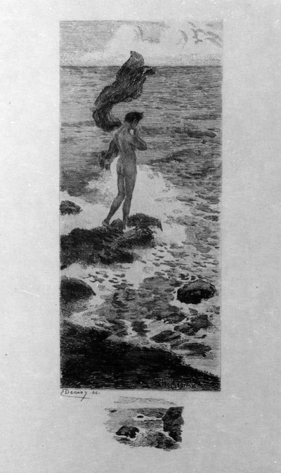 رسم إيضاحي لجورج أنطوان روشغروس (1859-1938) لـ "الرجل في البحر" للشاعر تشارلز بودلير (1821-1867) في "زهور الشر" بواسطة جورج ماري روشجروس