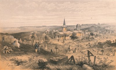 مقبرة الكنيسة والكنيسة مع البطارية الفرنسية رقم 50 ، 1856 بواسطة جورج ماكولوش