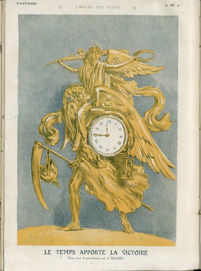 رسم توضيحي لجورج مونييه (1869-1934) في "فانتاسيو" "، 15/1/04 - الوقت يجلب النصر - حرب 14-18 ، النصر - الوقت (رمزية) ، النصر (رمزي) - أليغوري بواسطة جورج منيير
