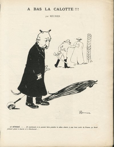 رسم توضيحي لجورج مونييه (1869-1934) في Le Panache ، مجلة royalist illustree ، 20/01/04 - الملكية ، الإيمان الديني - Combes Emile، Devil - Animalisation بواسطة جورج منيير