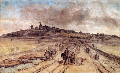 View from Montmartre to Paris Watercolour by Georges Michel (1763-1843) 19th century Paris, Louvre Museum بواسطة جورج ميشيل
