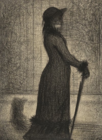 Une Elegante ، امرأة تمشي ، c.1884 (حكاية قلم رصاص على ورق michalett) بواسطة جورج بيير سورات