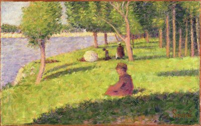 شخصيات جالسة ، دراسة بعد ظهر الأحد في جزيرة La Grande Jatte ، 1884-85 (زيت على لوح خشبي) بواسطة جورج سورات