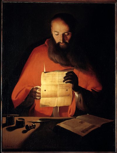 قراءة القديس جيروم. لوحة لجورج دو لا تور (1593-1652) بواسطة جورج دي لا تور