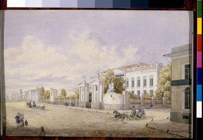 شارع Great Lubyanka في موسكو (شارع Lubyanka العظيم في موسكو) - عمل لجورجي فيليبوفيتش بارانوفسكي (1823-1852) ، لوحة مائية على الورق ، 1848 - معرض الدولة تريتياكوف ، موسكو (روسيا) بواسطة جورجي فيليبوفيتش بارانوفسكي