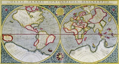 خريطة العالم لمركاتور (1587) - في "الكون والإنسانية" بقلم هـ. كريمر بواسطة جيرارد (بعد) مركاتور