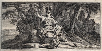 Minerva Slaming Discord - Minerva Terrassant la discorde - نقش بواسطة Gerard Edelinck بعد Daniel Halle (1614-1675) بواسطة جيرارد إديلنك