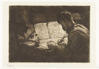 صورة شخصية خلف لوحة الرسم بواسطة جيرارد جان بوس (توقيع الفنان)