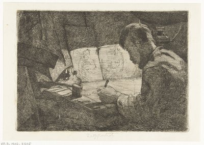 صورة شخصية خلف لوحة الرسم بواسطة جيرارد جان بوس