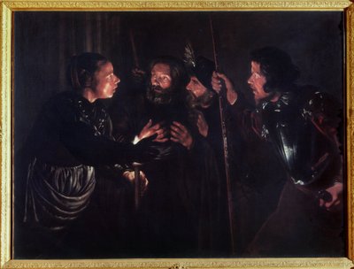 إنكار القديس بطرس. رسم جيرارد سيغيرس (1591-1651). زيت على قماش بواسطة جيرارد سيغيرز