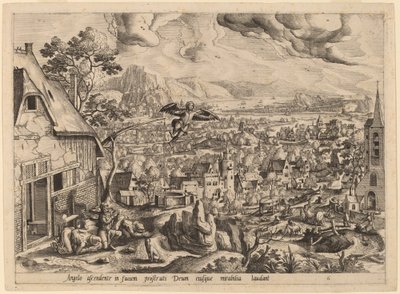 الملاك يترك توبياس وعائلته بواسطة Gerard de Jode after Hans Bol